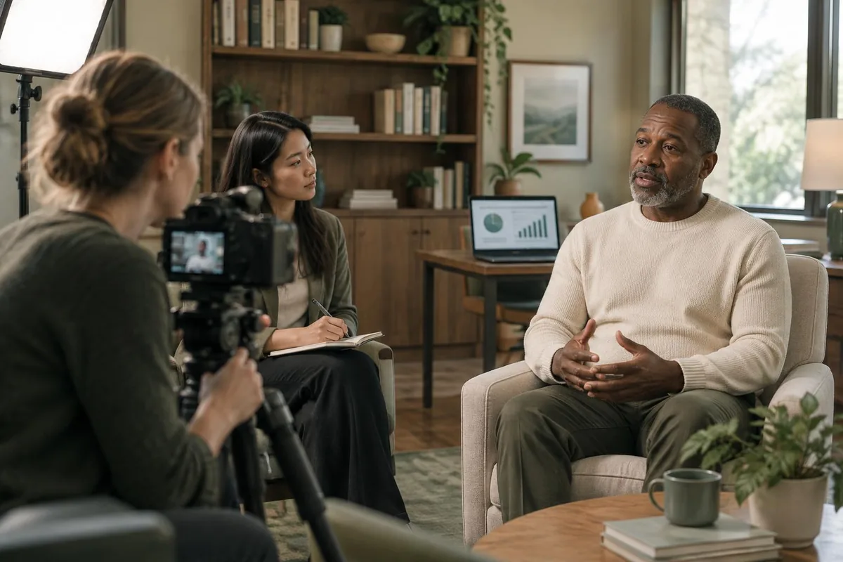 A clinical director recording an interview that feeds every channel of a behavioral health marketing package