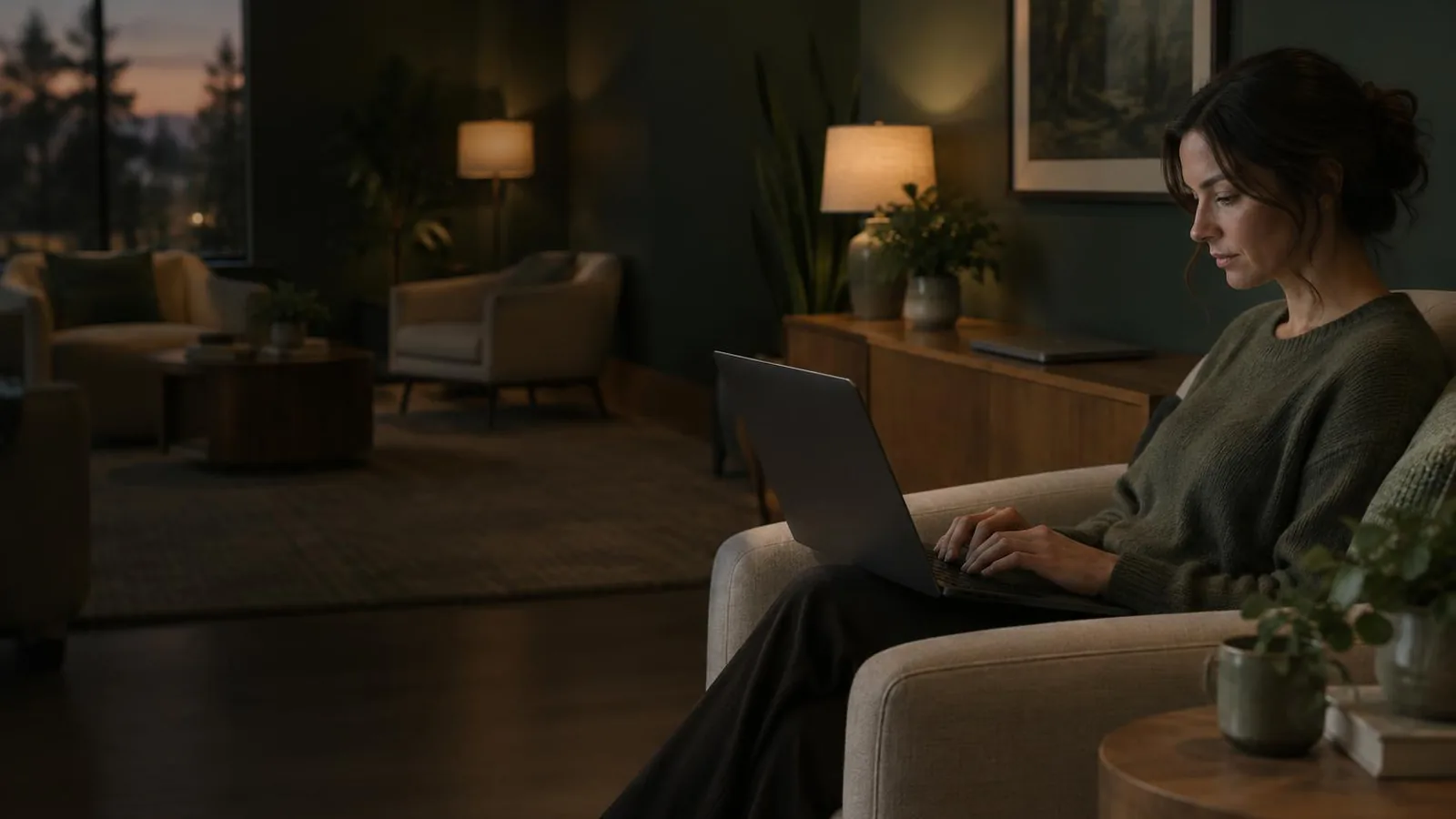 A calm treatment-center common room, the environment behavioral health digital marketing exists to fill